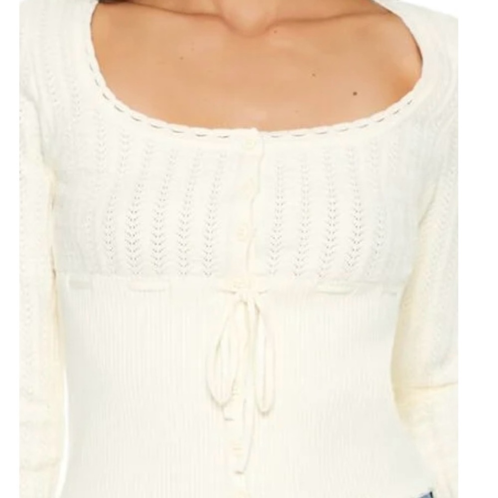 Forever 21 Ivory Button-Down Knit Top